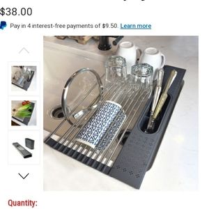 NEW dish drying rack STAINLESS & SILICONE 20" by 11" cw home